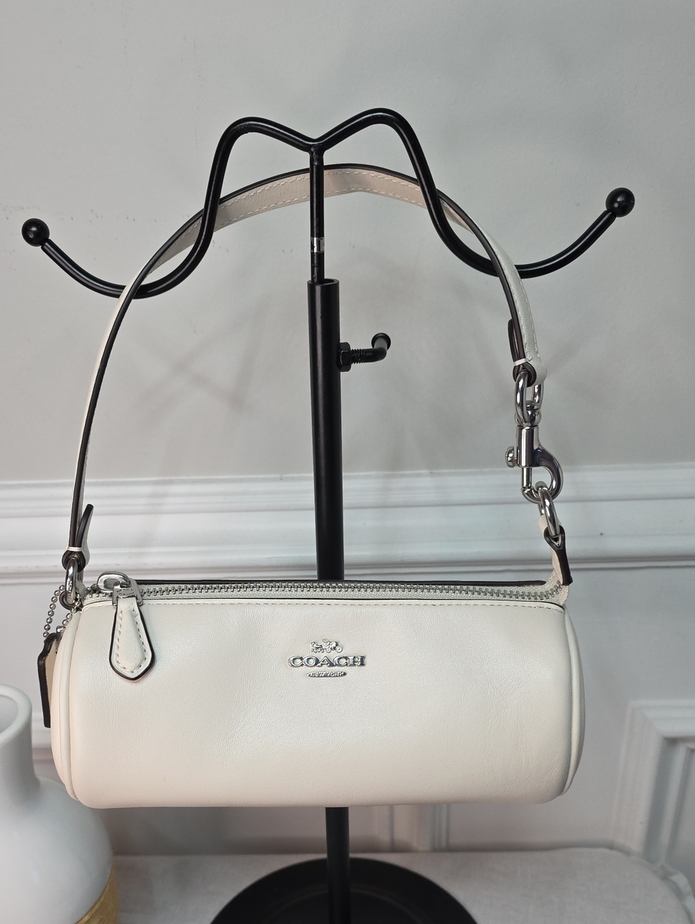 Coach Nolita Barrel Bag in Chalk with Silver Hardware